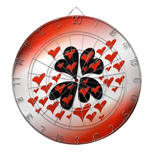 黒に赤いハート ダーツボード (正面)