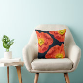 黒に赤いポピーの花。 クッション (椅子)