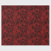 黒に赤いレース ラッピングペーパー (フラット)