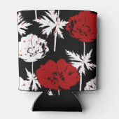 黒に赤い白い花 缶クーラー (裏面)