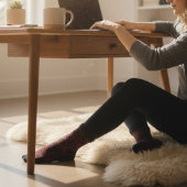 黒に赤い花の模様 ソックス