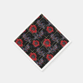 黒に赤い花。 スタンダードカクテルナプキン (角)