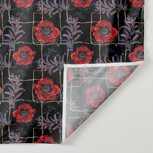 黒に赤い花。 タペストリー (詳細)