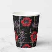 黒に赤い花。 紙コップ (右)