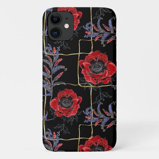 黒に赤い花。 Case-Mate iPhoneケース (裏面)