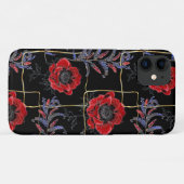 黒に赤い花。 Case-Mate iPhoneケース (裏面(横))