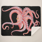 黒に赤タコの水色 シェルパブランケット (正面(横))