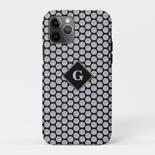 黒に輝くダイヤモンド柄 カスタマイズ可能 Case-Mate iPhoneケース (裏面)