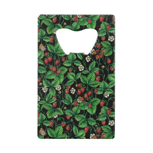 黒に野生のイチゴ クレジットカード栓抜き (正面)