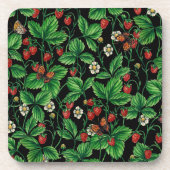 黒に野生のイチゴ コースター (正面)