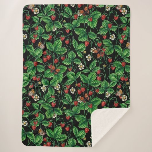 黒に野生のイチゴ シェルパブランケット (正面)
