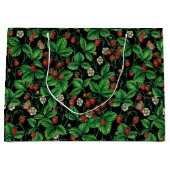 黒に野生のイチゴ ラージペーパーバッグ (正面)