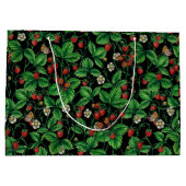 黒に野生のイチゴ ラージペーパーバッグ (裏面)