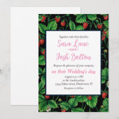 黒に野生のイチゴ 招待状 (正面/裏面)