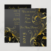 黒に金の装飾 オープンハウス招待状 招待状 (正面/裏面)