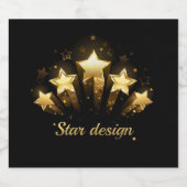 黒に金ゴールド星5つ スパークリングワインラベル (シングルラベル)