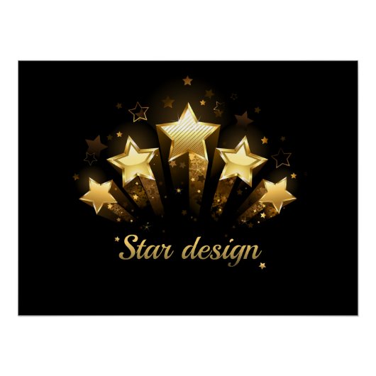 黒に金ゴールド星5つ ポスター (正面)