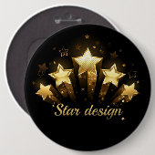 黒に金ゴールド星5つ 缶バッジ (正面&裏面)