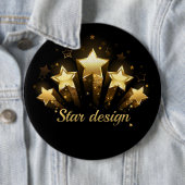 黒に金ゴールド星5つ 缶バッジ (インサイチュ)