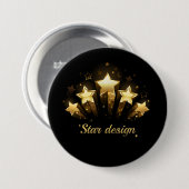 黒に金ゴールド星5つ 缶バッジ (正面&裏面)