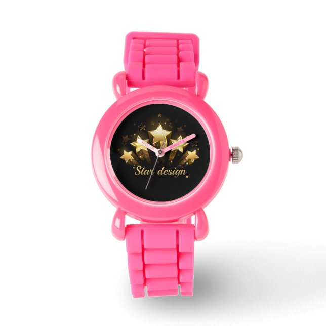 黒に金ゴールド星5つ 腕時計 (正面)