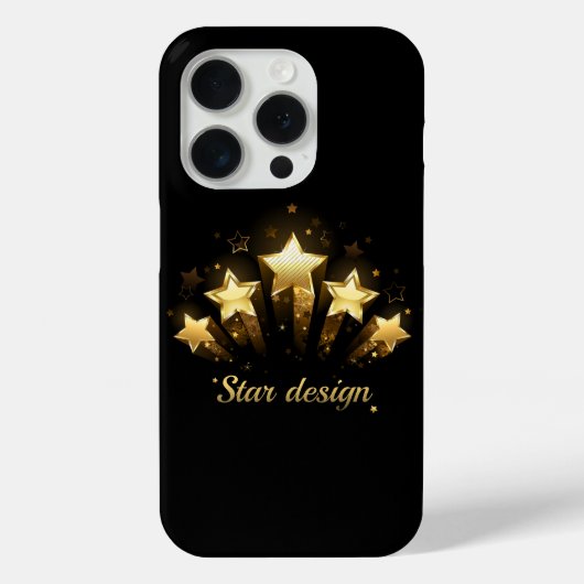 黒に金ゴールド星5つ Case-Mate iPhoneケース (裏面)