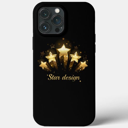 黒に金ゴールド星5つ Case-Mate iPhoneケース (裏面)