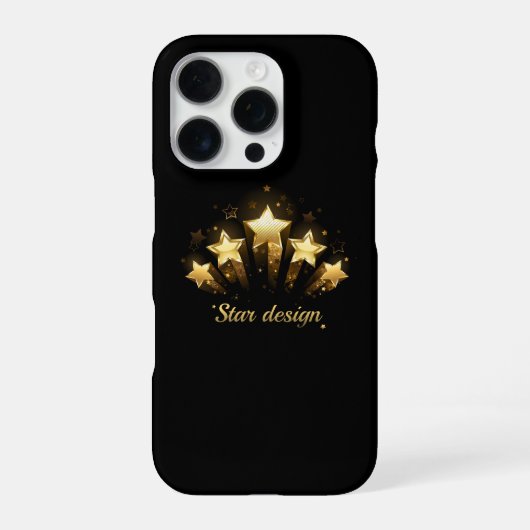 黒に金ゴールド星5つ iPhoneケース (裏面)