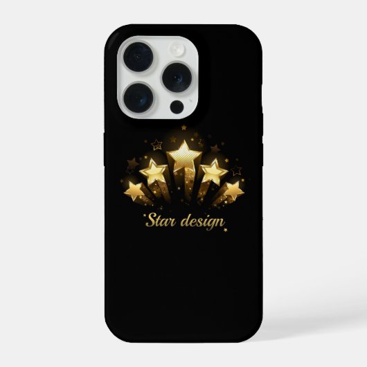 黒に金ゴールド星5つ iPhoneケース (裏面)