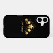 黒に金ゴールド星5つ iPhone 16ケース (裏面横)