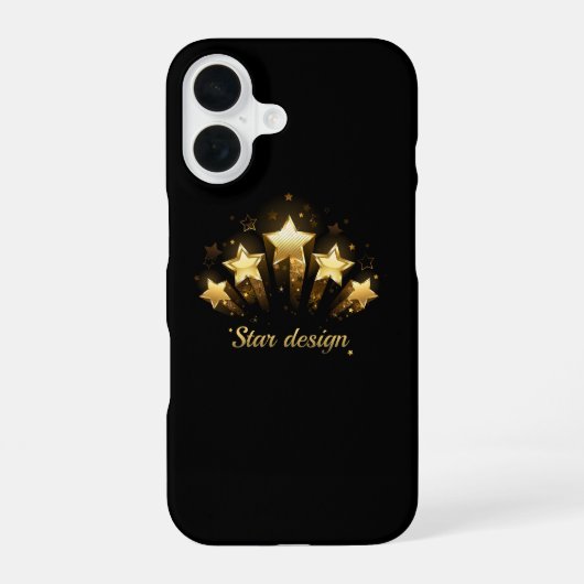 黒に金ゴールド星5つ iPhone 16ケース (裏面)