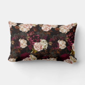 黒に青々としたバロックアンティークの牡丹の花 ランバークッション (裏面)