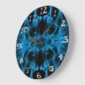 黒に青い煙を数付き羽織 ラージ壁時計 (傾斜)