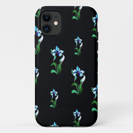 黒に青い緑のネオンの花 Case-Mate iPhoneケース (裏面)
