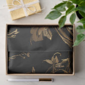 黒に青い羽毛の金色の孔雀 薄葉紙 (ギフト)