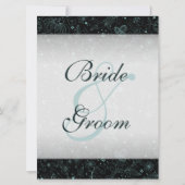 黒に青の花柄ボーダー席次表 招待状 (正面)