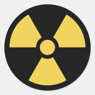 黒に黄色い円形の放射性ステッカー ラウンドシール
