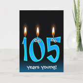 黒に105th誕生日のキャンドル カード (正面)