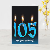 黒に105th誕生日のキャンドル カード (黄色い花)