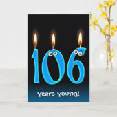 黒に106th誕生日のキャンドル カード (黄色い花)