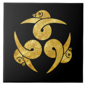 黒に3枚日本ののゲフェイクーゼ家紋金ゴールド タイル (正面)