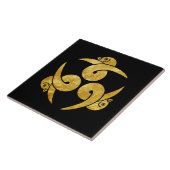 黒に3枚日本ののゲフェイクーゼ家紋金ゴールド タイル (側面)