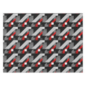 黒のある調子を与えられ、赤い色の幾何学的なパターン テーブルクロス (正面(横))