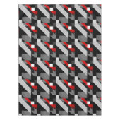 黒のある調子を与えられ、赤い色の幾何学的なパターン テーブルクロス (正面)