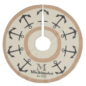 黒のいかりと茶色のロープ航海ののファミリ名 ブラッシュドポリエステルツリースカート (正面)