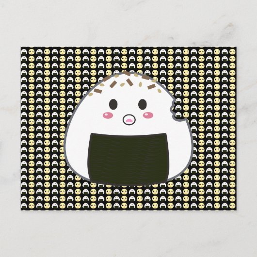 黒のおにぎりとひよこ並べ ポストカード (正面)