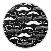 黒のおもしろいで白い髭のデザイン セラミックノブ (正面)