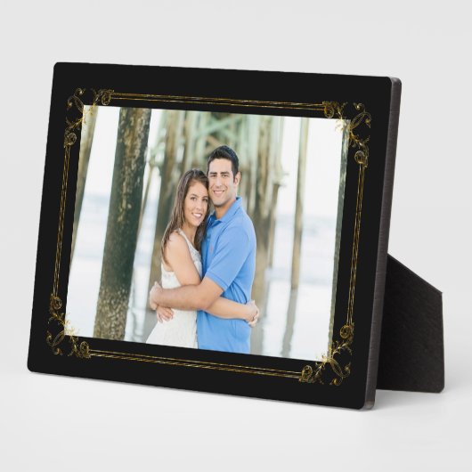 黒のお気に入りの薄い金ゴールドフレームを使用した写真 フォトプラーク (側面)