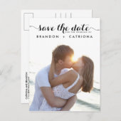 黒のお洒落スクリプト日付ポストカードの保存 案内ポストカード (正面/裏面)