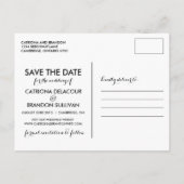 黒のお洒落スクリプト日付ポストカードの保存 案内ポストカード (裏面)